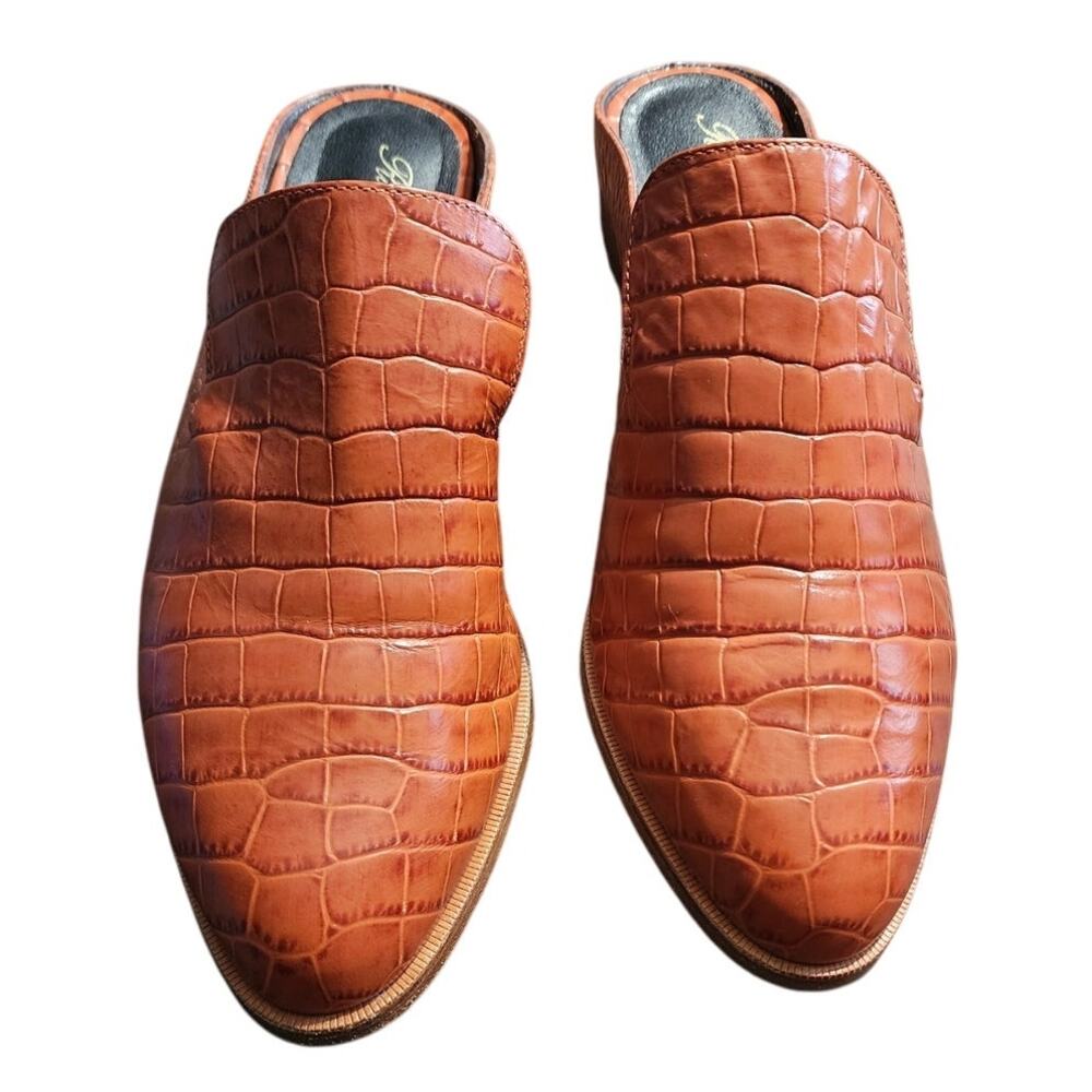 Robert Clergerie Paris Burnt Orange Leather Mules Size 37 6.5